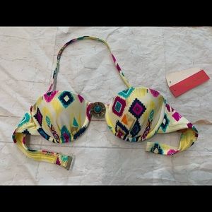 SESSA Abstract Tribal push up bikini top Sz XS NWT
